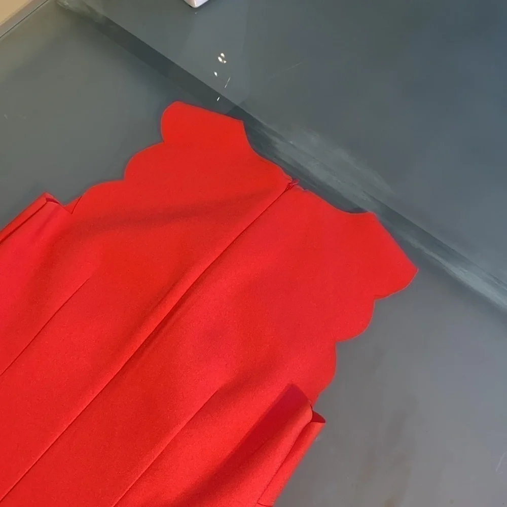 J Crew Dress J. Crew Red Scalloped Sleeveless Dress Like NEW Size 00